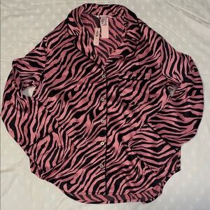 Victoria's Secret Pink and Black Zebra Button Down Shirt
